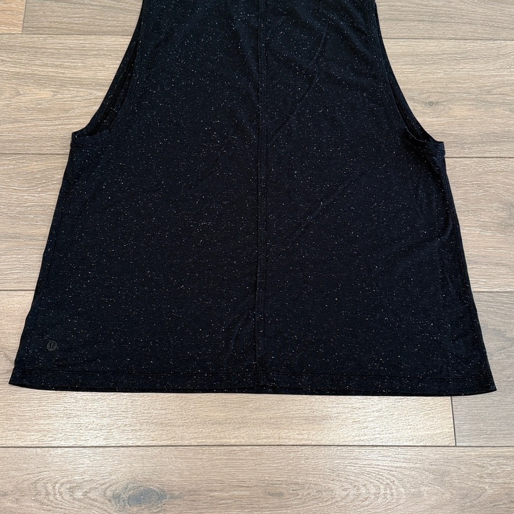 LULULEMON Black White Speckle All Yours Boyfriend Tank Active Muscle Top Size 12 - Picture 7 of 11